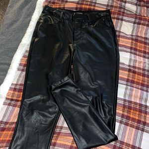 Skinny black leather pants
